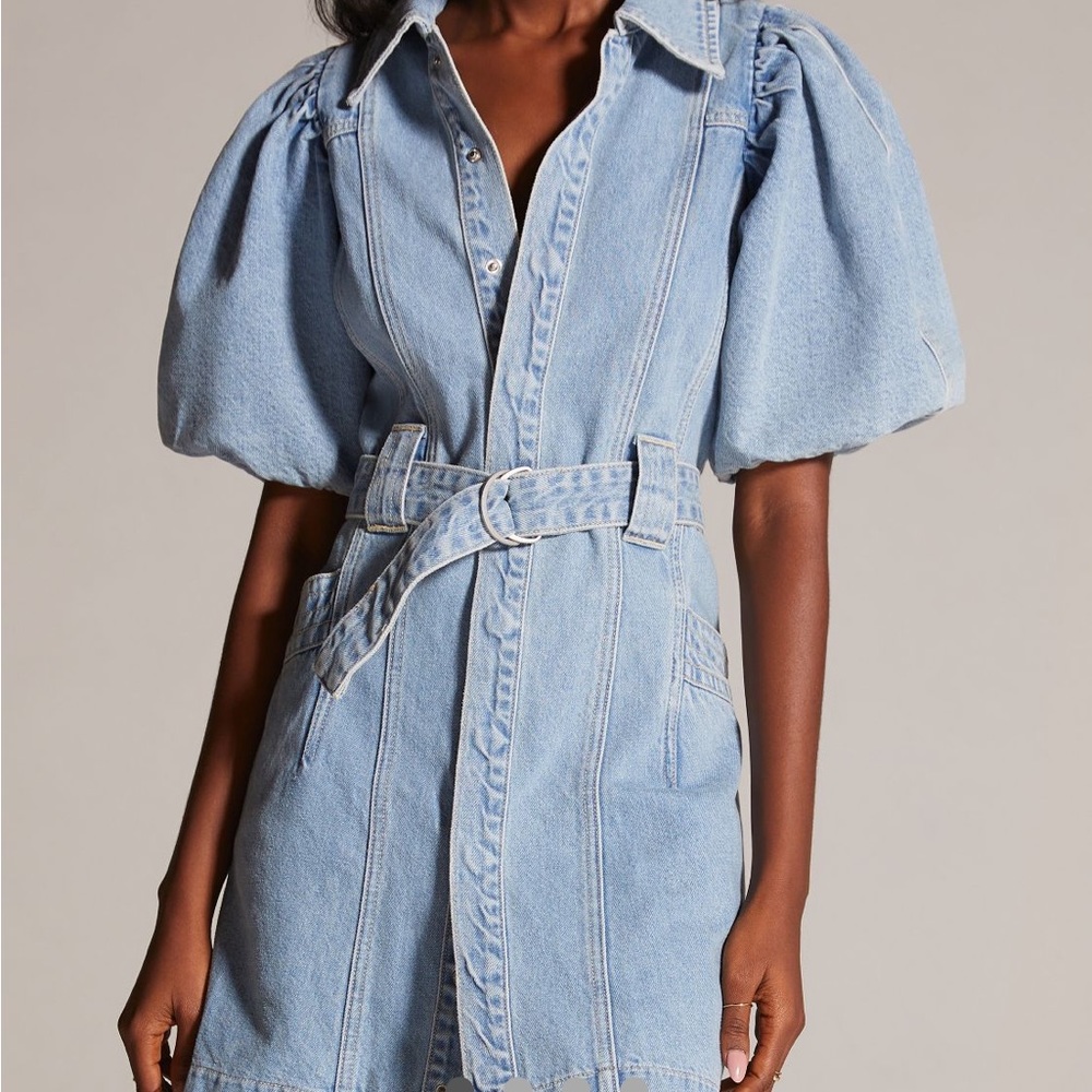 NWT Anthropologie Aureta Studios Denim Puff Sleeve Dress
